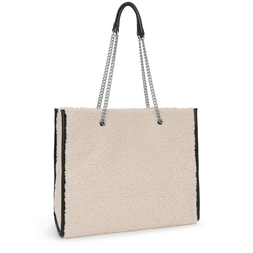 Large beige Amaya Warm Shopping bag