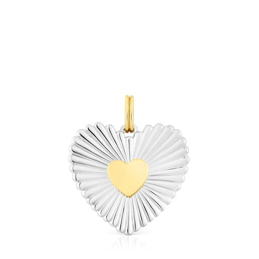Silver and silver vermeil heart Pendant Iris Motif