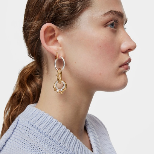 טבעת Hold בינונית עם ציפוי זהב 18 קראט על כסף ועיטורים