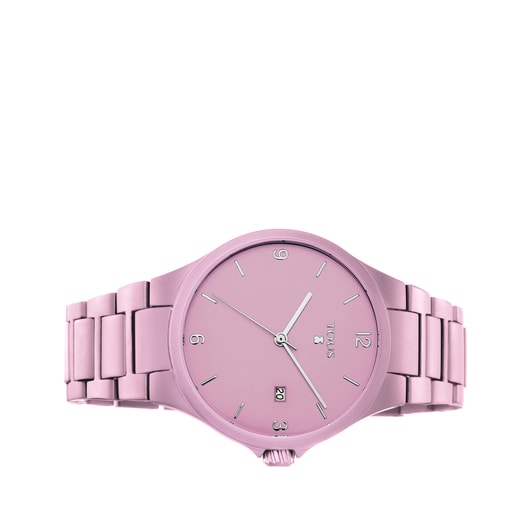 garra frijoles facultativo Reloj analógico Motion Aluminio de aluminio anodizado rosa | TOUS
