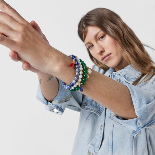 Pulsera de crisoprasas y perla Oceaan Color