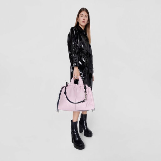 תיק כתף TOUS Cloud גדול מעור בצבע סגול בהיר