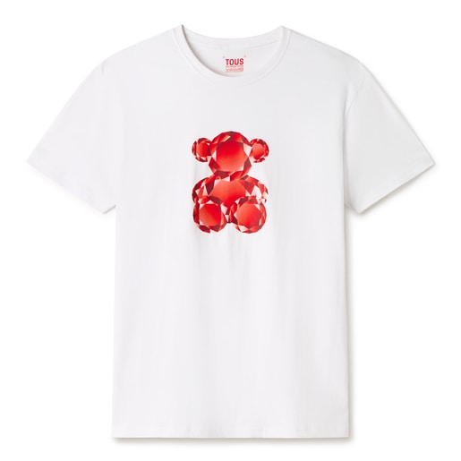 Biało-czerwony T-shirt Bear Gemstones