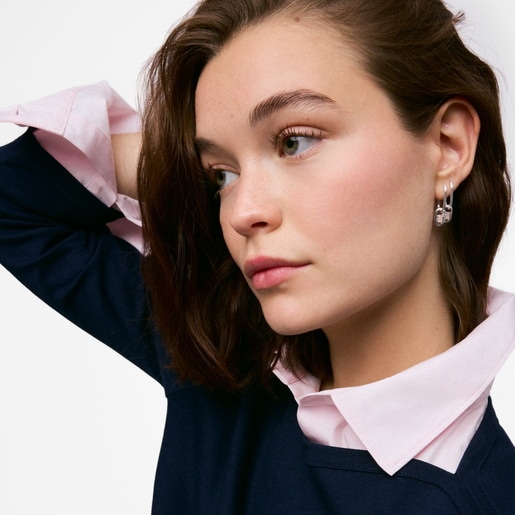 Silver Hoop earrings with quartz TOUS Camille