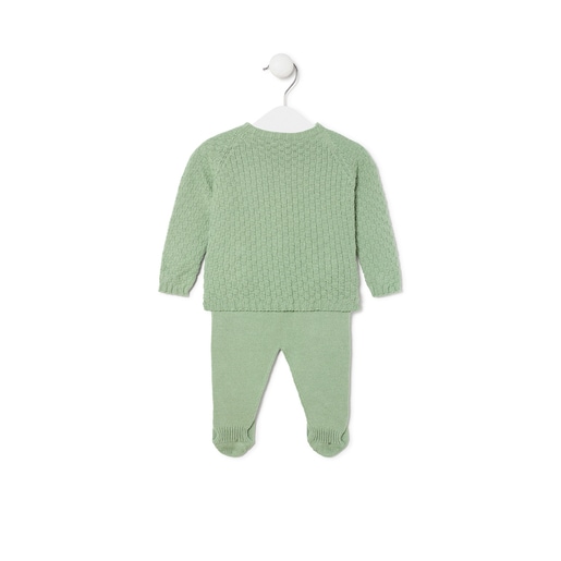 Knitted baby outfit in Tricot mist