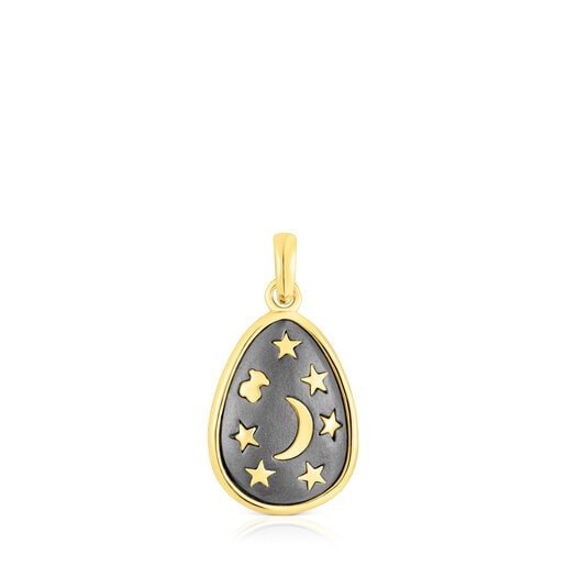 15 mm silver vermeil and dark silver Twiling Pendant