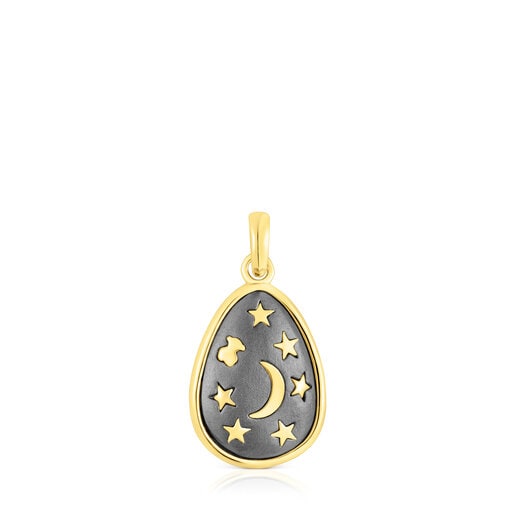 Pendentif Twiling en argent vermeil et dark silver de 15 mm