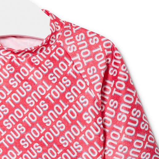 Camisola de praia de manga comprida com logótipo cor-de-rosa