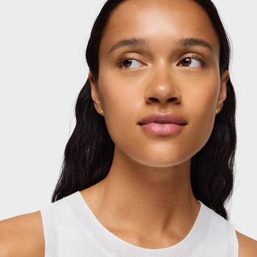 Earrings with bear and 18kt gold plating over silver Icon Metal