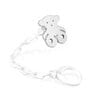 Silver Sweet Dolls Pacifier clip with big bear