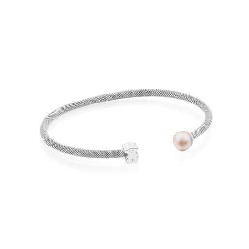 Silver Bracelet with 0,7cm. pearl TOUS Mesh | TOUS