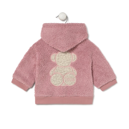 Hooded fleece sweatshirt in Casual pink