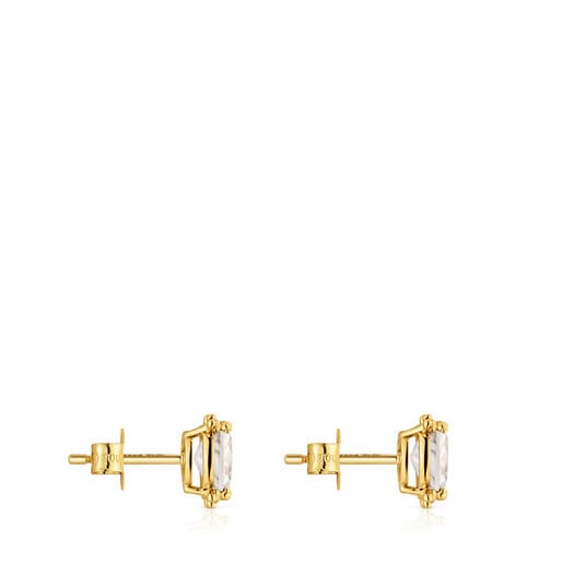 Gold and rock crystal quartz Earrings Color Pills