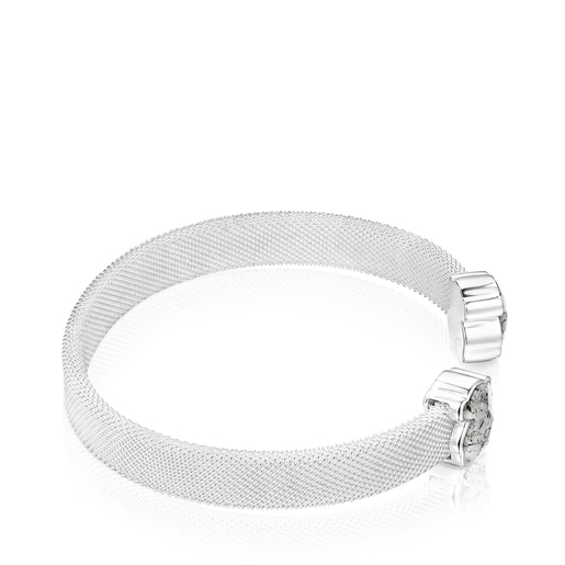 Silver Mesh Color Bracelet with Tourmalinated Quartz