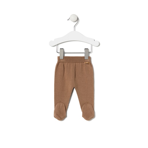 Conjunto de punto de bebé Tricot a rayas beige