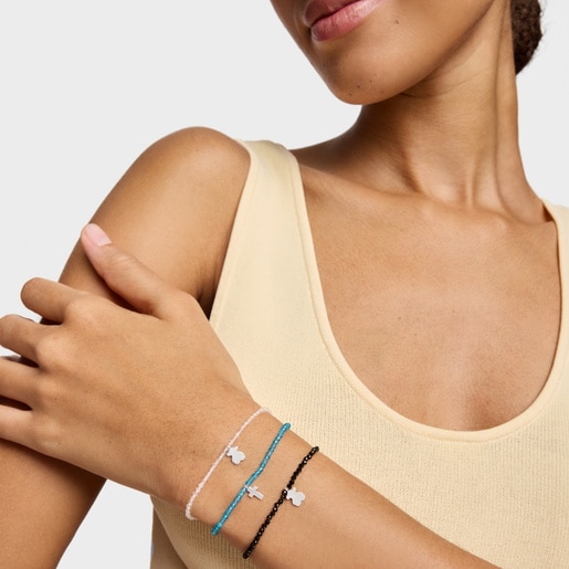Pulsera elástica con espinelas y oso de plata TOUS Motivos