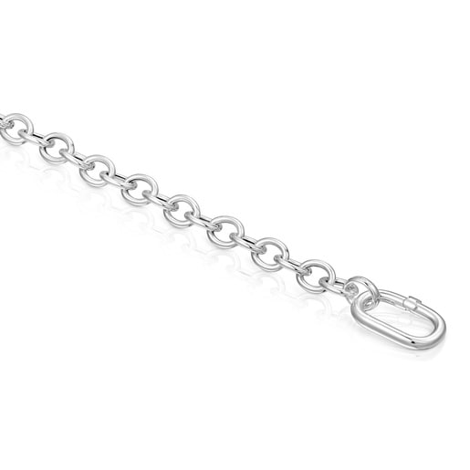 Pulsera cadena de plata y anilla Hold Oval
