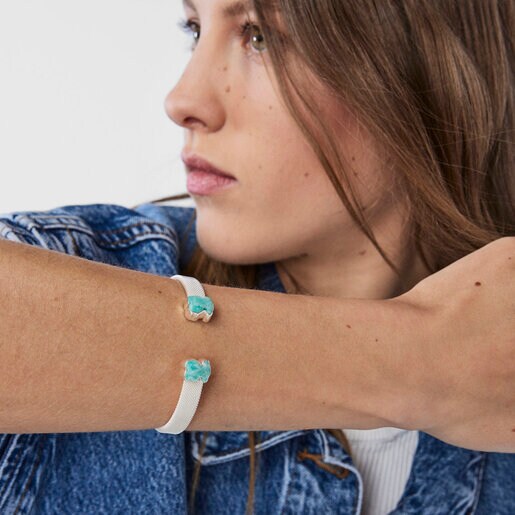 Bracelet Mesh Color en Argent et Amazonite