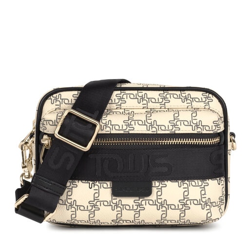 Black and beige TOUS Logogram Crossbody waist bag | TOUS