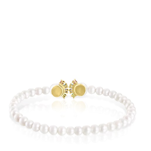 Pearl and Gold Real Sisy Bracelet with Gemstones