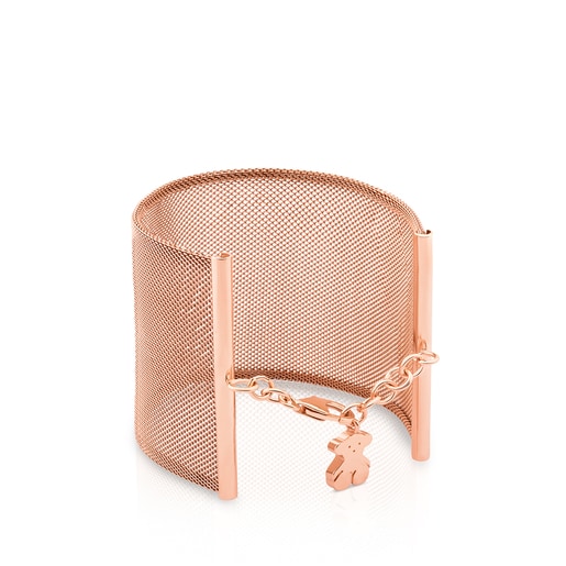Pulsera de acero rosa con baño de oro rosa 18 kt sobre plata 5 cm Icon Mesh