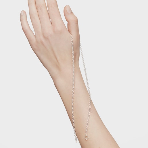 Collier ras du cou Hold en Argent avec chaîne petits anneaux, 42 cm.