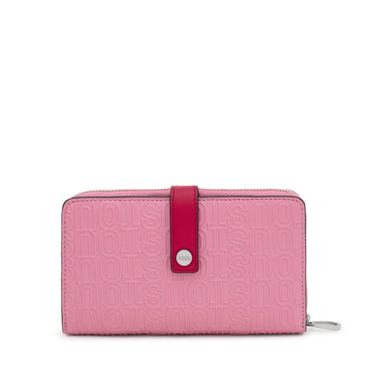 Portefeuille long rose foncé Urbana Logo New