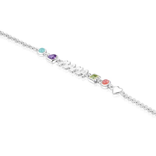 Silver TOUS Mama Bracelet with Gemstones