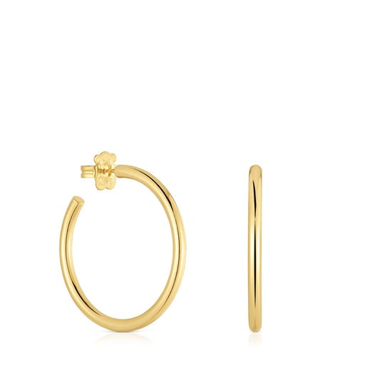 Long 27 mm Hoop earrings with 18kt gold plating over silver Basics