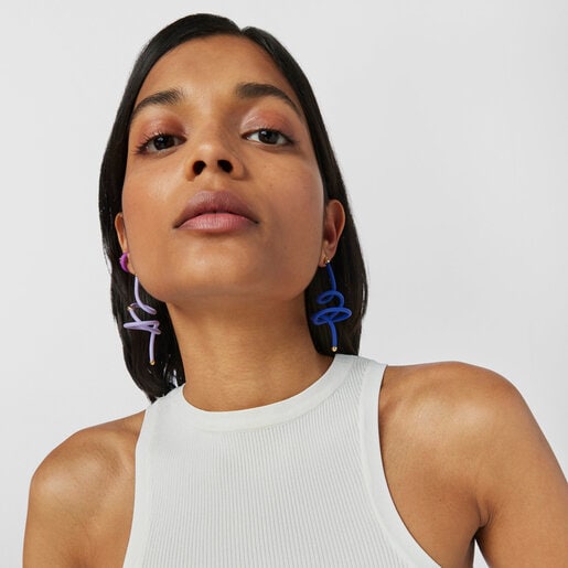 Lilac spiral and silver vermeil TOUS St. Tropez Caucho 1/2 Earring