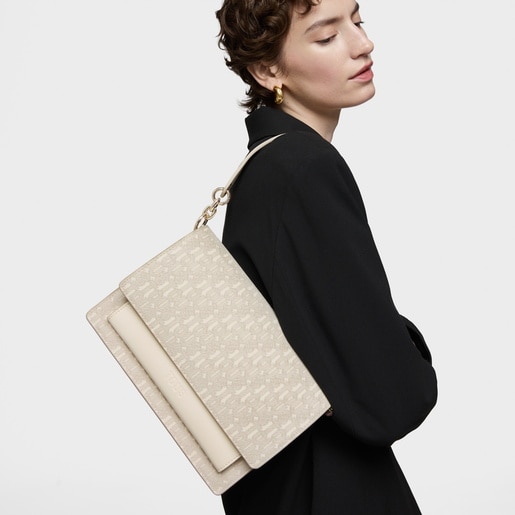 Medium beige Crossbody bag Audree TOUS Buckles Silhouette