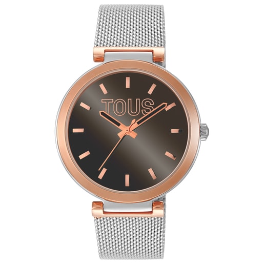 Analog Watch with brown-colored face and steel bracelet S-Mesh Mirror