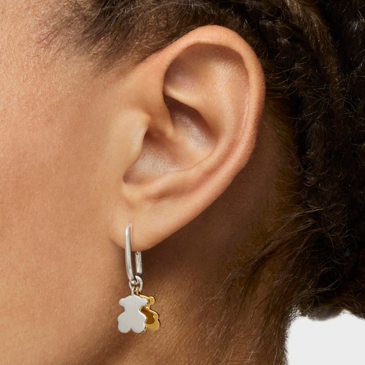 עגילי חישוק קטנים Sweet Dolls‏ בשני גוונים עם מוטיב דובון