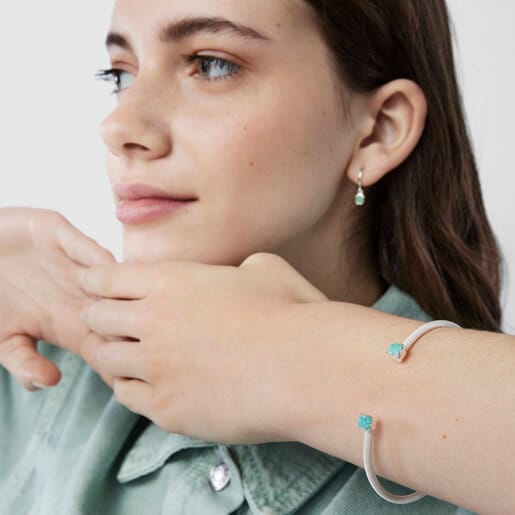 Fine Silver Mesh Color Bracelet with Amazonite