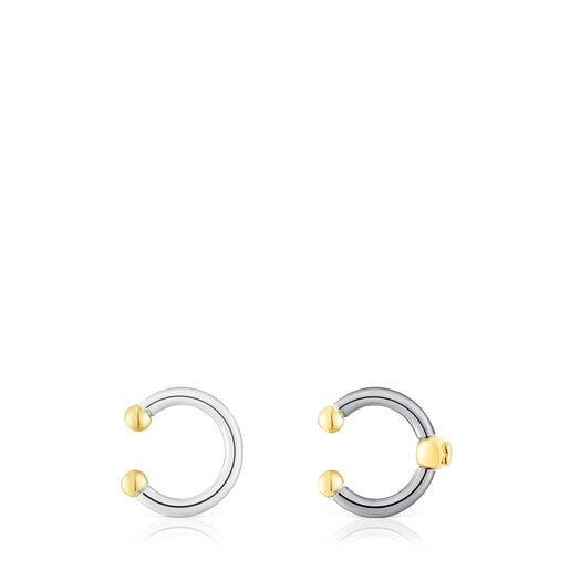 Pack de Earcuffs de dark silver con baño de oro 18 kt sobre plata St. Tropez