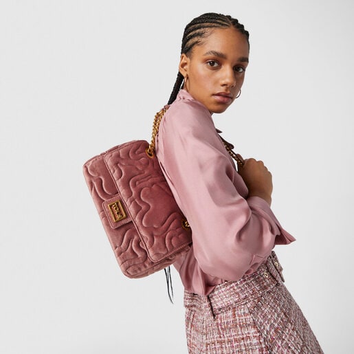 Sac à bandoulière à rabat Kaos Dream Velvet moyen rose