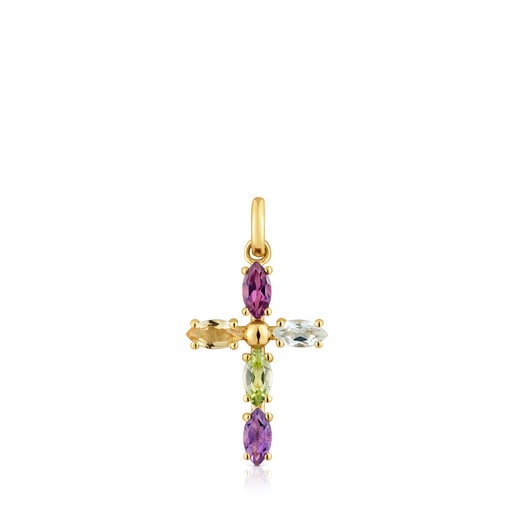 Gold cross Pendant with gemstones Basics