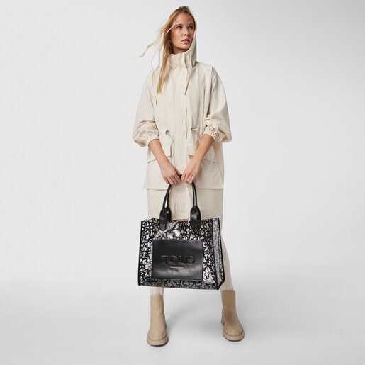 Большая прозрачная черная сумка-shopping Amaya Vinyl