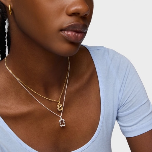 Pendant with 18kt gold plating over silver and white acrylic glass Galaxy