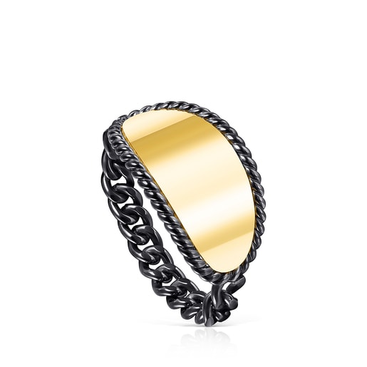 Anillo Minne de Plata Dark Silver y baño de oro 18 kt sobre plata