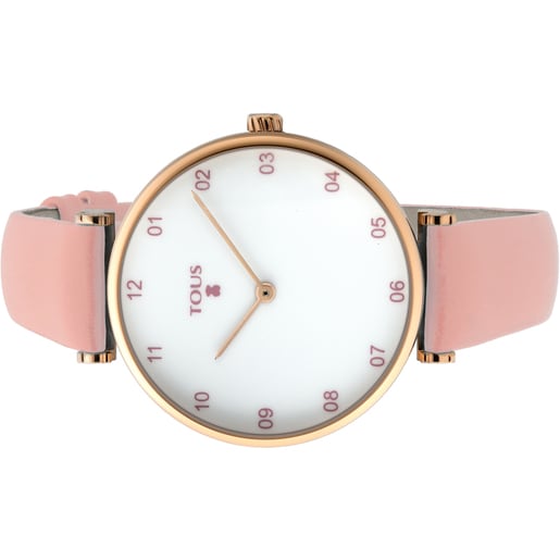 Pink IP Steel Camille Watch with pink Leather strap