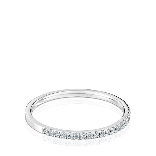 Mały pierścionek z białego złota, w połowie wysadzony diamentami Les Classiques