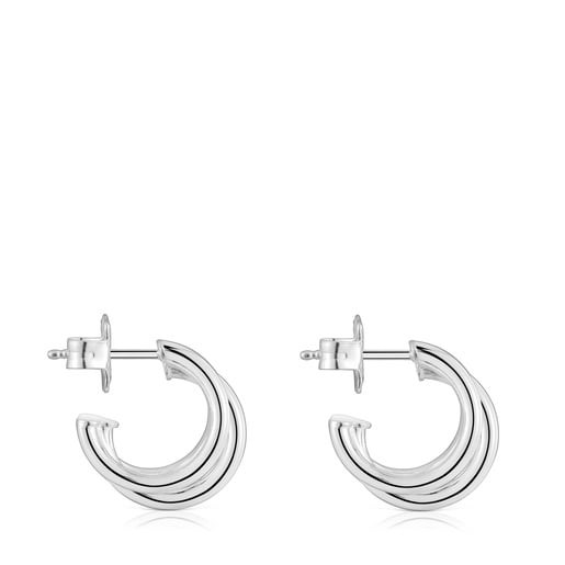 Boucles d’oreilles triple anneau en argent courtes Basics