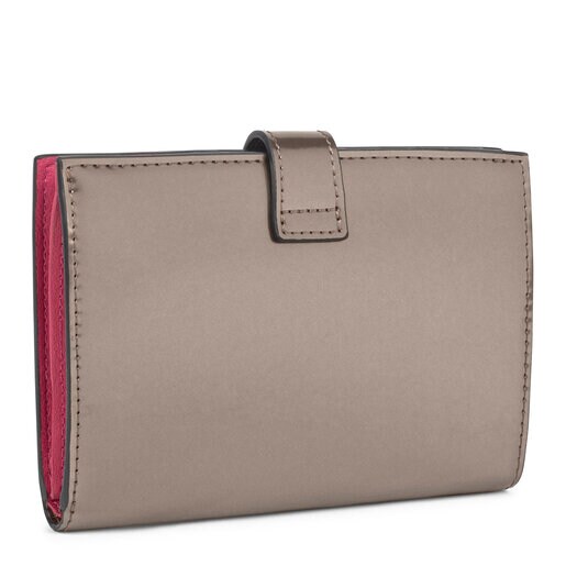 Billetera pequeña New Dorp gris y fucsia