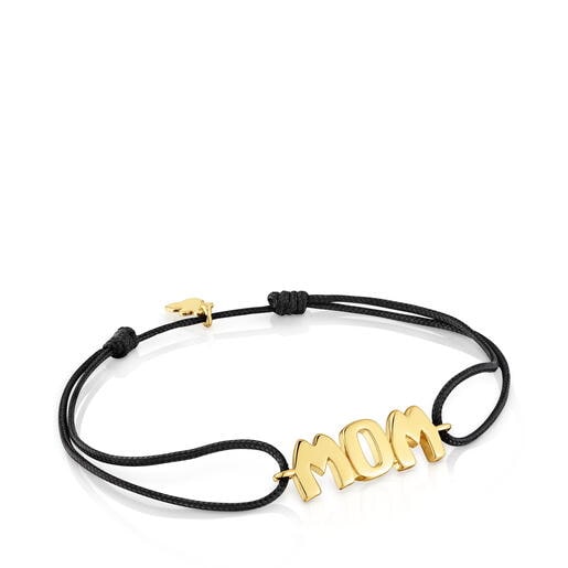 سوار من الفضة المطلية بالذهب عيار 18 قيراطًا مُرصّع بالنايلون من تشكيلة TOUS Mom