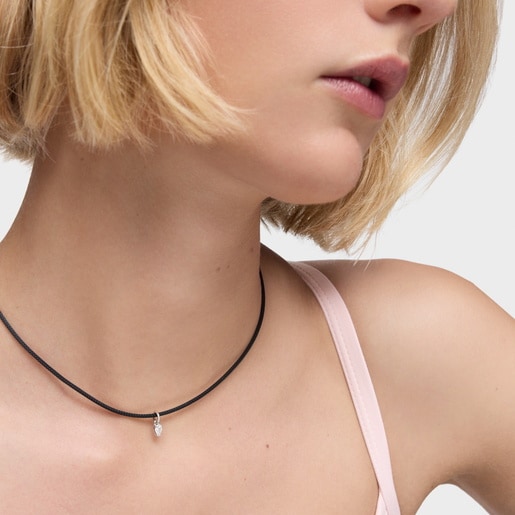 Platinum, black steel and lab-grown diamonds Necklace TOUS Mesh LGD