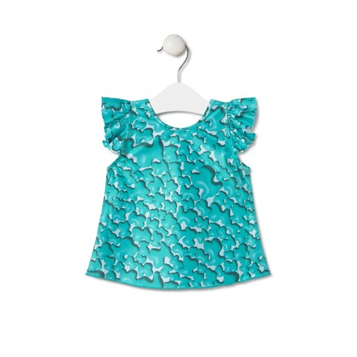 Vestido de tirantes de niña Puff verde