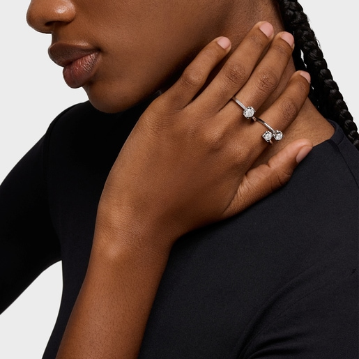 טבעת סוליטר מפלטינה בשילוב יהלומי מעבדה 0.50 קראט TOUS Sweet Diamonds LGD