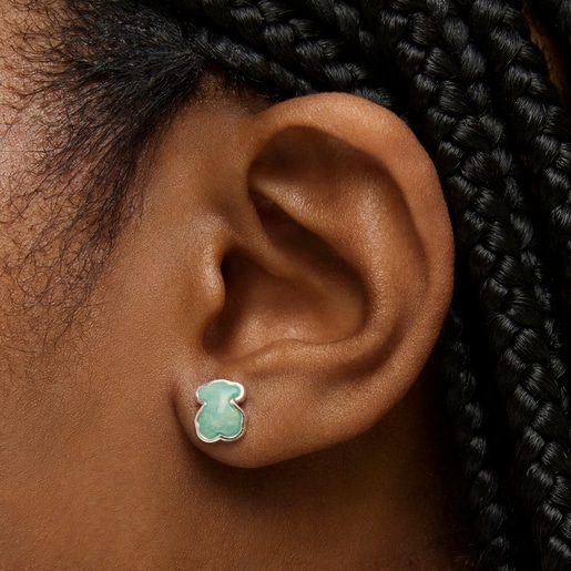 Silver New Color Earrings with Amazonite
