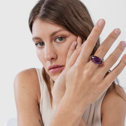Gold Luz Ring with Amethyst